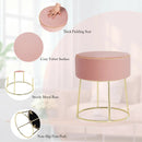 Round Velvet Footrest Stool Ottoman with Non-Slip Foot Pads for Bedside by LJGDeals