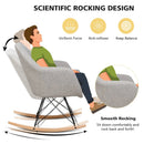 Upholstered Rocking Arm Chair with Solid Steel Wood Leg-Gray by LJGDeals