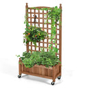 50 Inch Wood Planter Box with Trellis Mobile Raised Bed for Climbing Plant by LJGDeals