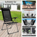 2 Pcs Portable Patio Folding Dining Chairs with Headrest Adjust for Camping -Black by LJGDeals