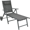 Patio Reclining Chaise Lounge with Adjust Neck Pillow-Gray by LJGDeals