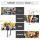 66.5 Inch Outdoor Wood Folding Picnic Table with Adjustable Heights by LJGDeals