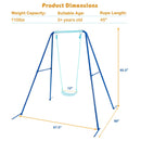 Outdoor Kids Swing Set with Heavy-Duty Metal A-Frame and Ground Stakes-Blue