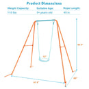 Outdoor Kids Swing Set with Heavy-Duty Metal A-Frame and Ground Stakes-Orange