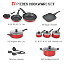 17 Pieces Hard Anodized Nonstick Cookware Pots and Pans Set by LJGDeals