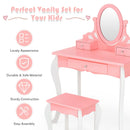 Kids Vanity Princess Makeup Dressing Table Stool Set with Mirror and Drawer