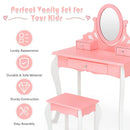 Kids Vanity Princess Makeup Dressing Table Stool Set with Mirror and Drawer by LJGDeals