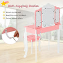 Kids Princess Vanity Table and Stool Set with Tri-folding Mirror and Drawer by LJGDeals