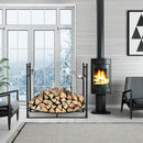 33 Inch Firewood Rack with Removable Kindling Holder Steel Fireplace Wood by LJGDeals