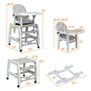3-in-1 Baby High Chair with Lockable Universal Wheels by LJGDeals