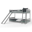 Twin over Twin Bunk Wooden Low Bed with Slide Ladder for Kids