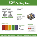 52 Inch Kids Ceiling Fan with Pull Chain Control by LJGDeals