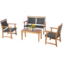 4 Pieces Outdoor Patio Rattan Furniture Sofa Set with Acacia Wood Frame by LJGDeals
