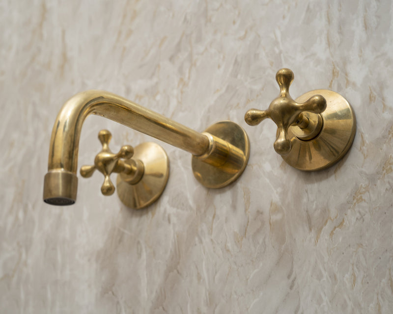 Unlacquered Brass Wall Mounted Bath Faucet