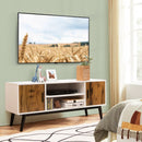 Mid-Century Wood TV Stand for 55 Inch with 2 Cabinets and Open Shelves by LJGDeals
