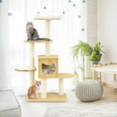 4 Levels Modern Wood Cat Tower with Washable Mats-Walnut by LJGDeals