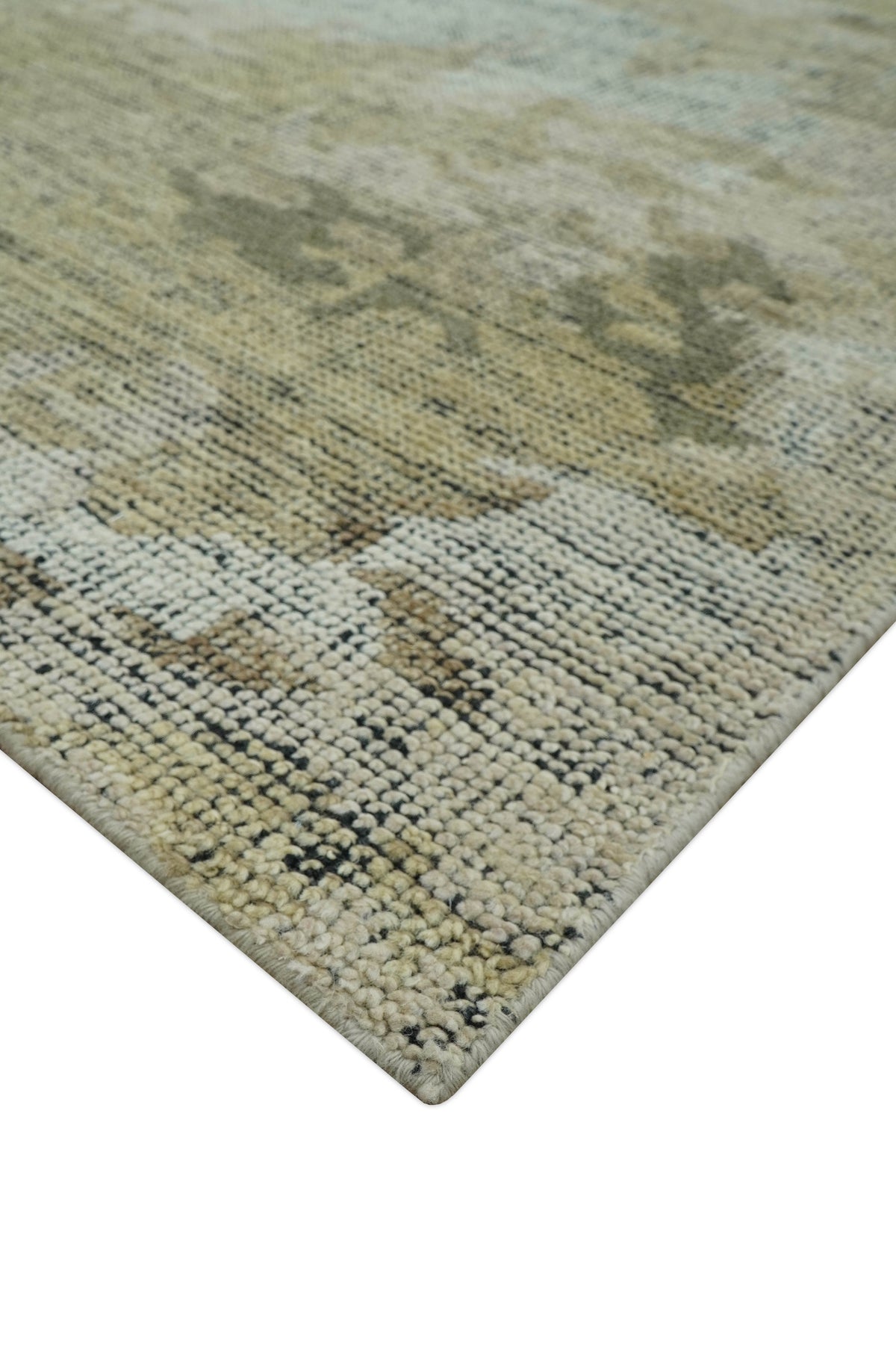 Brown and Silver Abstract Hand Knotted Custom Wool Area Rug - Contemporary Design, photo 4 of 11