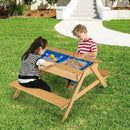 3-in-1 Kids Picnic Table Wooden Outdoor Water Sand Table with Play Boxes by LJGDeals