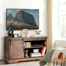 Sliding Barn Door TV Stand with Adjustable Shelf Cabinet-Dark Walnut by LJGDeals