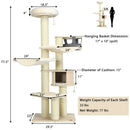 77.5-Inch Cat Tree Condo Multi-Level Kitten Activity Tower with Sisal Posts-Cream White by LJGDeals