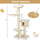 4-Layer 68.5-Inch Wooden Cat Tree Condo Activity Tower with Sisal Posts-Natural by LJGDeals