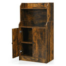 Storage Cabinet Bookcase with Doors and Display Shelf-Rustic Brown by LJGDeals