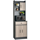 3-Door 71 Inch Kitchen Buffet Pantry Storage Cabinet with Hutch and Adjustable Shelf by LJGDeals