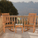 3 Pieces Eucalyptus Rocking Chair Set with Coffee Table by LJGDeals