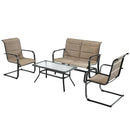 4 Pieces Outdoor Patio Furniture Set with Padded Glider Loveseat and Coffee Table-Brown by LJGDeals