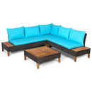 4 Pieces Patio Cushioned Rattan Furniture Set with Wooden Side Table by LJGDeals
