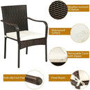 Set of 4 Patio Rattan Stackable Dining Chair with Cushioned Armrest for Garden by LJGDeals