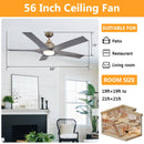 56" Genoa Farmhouse DC Motor Downrod Mount Reversible Ceiling Fan with Lighting and Remote Control
