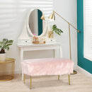 Upholstered Faux Fur Vanity Stool with Golden Legs for Makeup Room by LJGDeals
