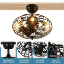 5 Blades Enclosed Ceiling Fan with Light and Remote Control-Black by LJGDeals