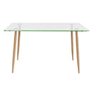 Modern Glass Rectangular Dining Table with Metal Legs-Natural