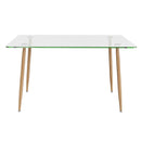 Modern Glass Rectangular Dining Table with Metal Legs by LJGDeals