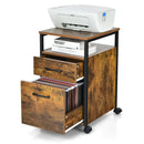 2 Drawer Mobile File Cabinet Printer Stand with Open Shelf for Letter Size-Rustic Brown by LJGDeals