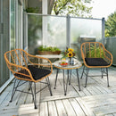 3 Pieces Rattan Furniture Set with Cushioned Chair Table by LJGDeals