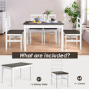 5 Pieces Solid Wood Compact Kitchen Dining Set-Walnut by LJGDeals