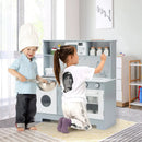 Pretend Play Kitchen Wooden Toy Set for Kids with Realistic Light and Sound by LJGDeals
