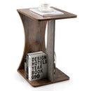 2-Tier Compact C-shape Sofa Side Table-Rustic Brown by LJGDeals