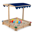 Kids Wooden Sandbox with Height Adjustable and Rotatable Canopy Outdoor Playset by LJGDeals