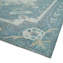 French Design Aubusson 8x10 Ivory and Blue Hand Tufted Wool Area Rug by The Rug Decor