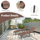 2 Pieces Patio Folding Chaise Lounge Chair Set with Adjustable Back-Brown by LJGDeals