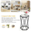 Hexagonal Accent End Table with Tempered Glass Top and Metal Frame by DirectDeals