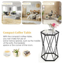 Hexagonal Accent End Table with Tempered Glass Top and Metal Frame by LJGDeals
