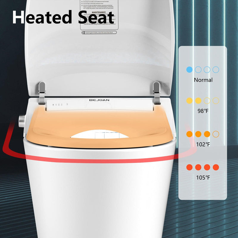 Smart Electronic One Piece Bidet Toilet with Heated Seat and Dryer, Foot Sensing, Dual Auto Flush, Blackout Flush