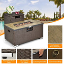 32 x 20 Inch Propane Rattan Fire Pit Table Set with Side Table Tank and Cover by LJGDeals