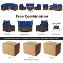 4 Pieces Patio Rattan Furniture Set Cushioned Sofa Glass Table by LJGDeals