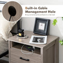 Modern Wood Grain Nightstand with Cable Hole and Open Compartment by DirectDeals